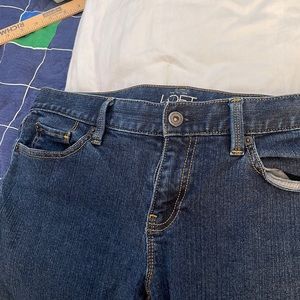 Ann Taylor loft dark blue jeans. In good shape flattering,cut above muffin top